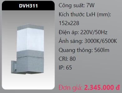  đèn led gắn tường - gắn vách trang trí duhal dvh311 led 7w 