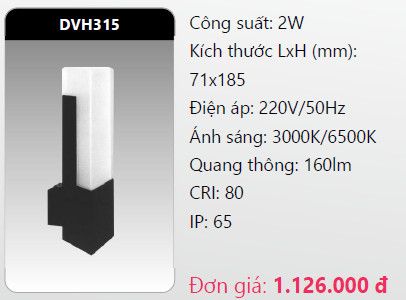  đèn led gắn tường - gắn vách trang trí duhal dvh315 2w 