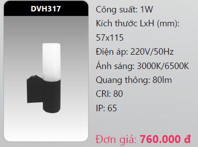  đèn led gắn tường - gắn vách trang trí duhal dvh317 1w 