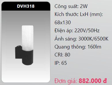  đèn led gắn tường - gắn vách trang trí duhal dvh318 2w 