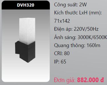  đèn led gắn tường - gắn vách trang trí duhal dvh320 2w 