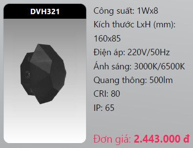  đèn led gắn tường - gắn vách trang trí duhal dvh321 1w x 8 