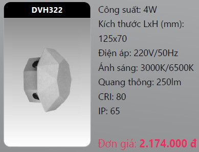  đèn led gắn tường - gắn vách trang trí duhal dvh322 4w 