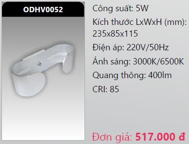  đèn led gắn tường - gắn vách trang trí duhal odhv0052 5w 