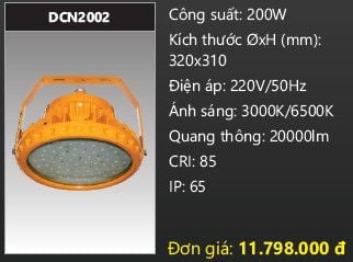  đèn led nhà xưởng công nghiệp chống cháy nổ duhal 200w DCN2002 