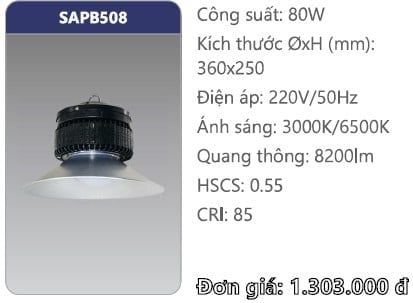  đèn led nhà xưởng duhal 80w sapb508 