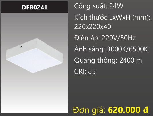  ĐÈN LED ỐP TRẦN TRÀN VIỀN DUHAL 24W DFB0241 