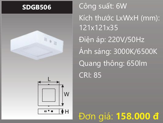  ĐÈN LED ỐP TRẦN DUHAL 6W SDGB506 / SDGB506 
