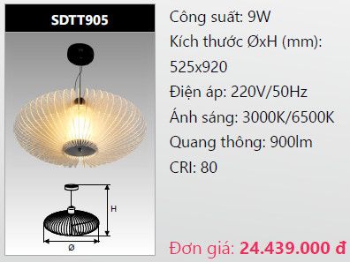  ĐÈN LED TREO THẢ TRANG TRÍ DUHAL SDTT905 LED 9W 