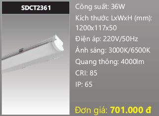  đèn máng công nghiệp chống thấm duhal 1m2 36w SDCT2361 