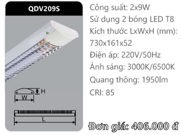  MÁNG ĐÈN ỐP TRẦN XƯƠNG CÁ DUHAL QDV 220/S 