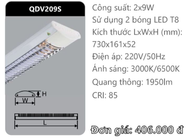  MÁNG ĐÈN ỐP TRẦN XƯƠNG CÁ DUHAL QDV 220/S 