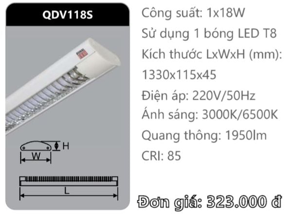  MÁNG ĐÈN ỐP TRẦN XƯƠNG CÁ DUHAL QDV 140/S 