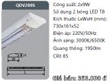  đèn máng ốp trần xương cá duhal 2 bóng 6 tấc 0,6m 2x9w QDV209S 