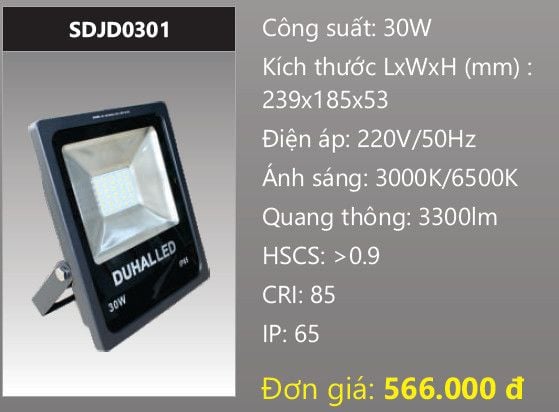  ĐÈN PHA LED 30W DUHAL SDJD030 / SDJD 030 