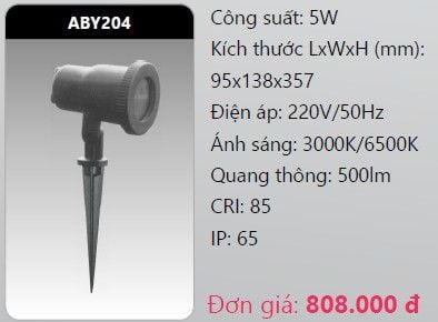  đèn rọi led chiếu điểm, rọi điểm cắm cỏ sân vườn duhal aby204 5w 