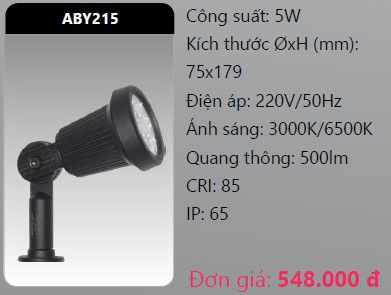  đèn rọi led chiếu điểm, rọi điểm sân vườn duhal aby215 5w 