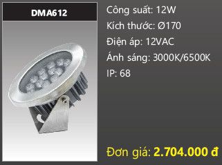  đèn rọi nước, đèn âm dưới nước duhal 12w DMA612 