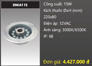 đèn rọi nước, đèn âm dưới nước duhal 15w DMA115 