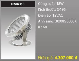  đèn rọi nước, đèn âm dưới nước duhal 18w DMA318 