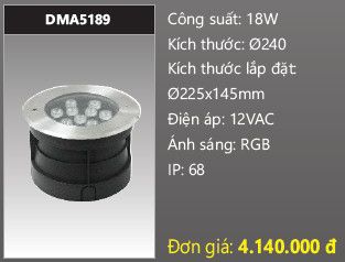  đèn rọi nước, đèn âm dưới nước duhal 18w DMA5189 
