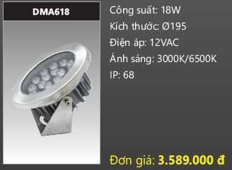  đèn rọi nước, đèn âm dưới nước duhal 18w DMA618 