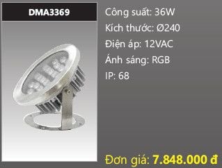  đèn rọi nước, đèn âm dưới nước duhal 36w DMA3369 