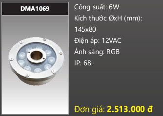  đèn rọi nước, đèn âm dưới nước duhal 6w DMA1069 