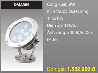  đèn rọi nước, đèn âm dưới nước duhal 9w DMA309 