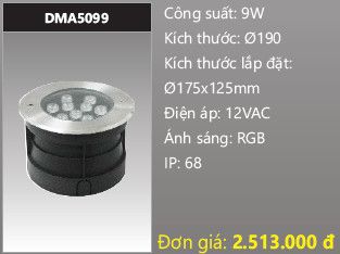  đèn rọi nước, đèn âm dưới nước duhal 9w DMA5099 