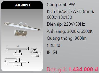  đèn soi gương - soi tranh duhal aig0091 led 9w 