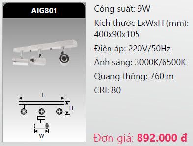  đèn soi gương - soi tranh duhal aig801 led 9w 