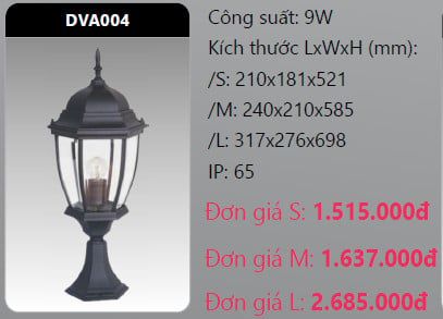  đèn trụ cổng duhal dva004 9w 