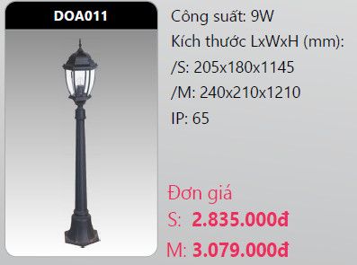  đèn trụ công viên duhal doa011 9w 