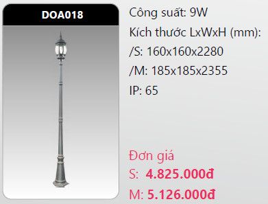  đèn trụ công viên duhal doa018 9w 