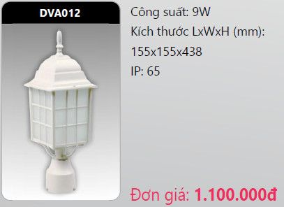  đèn trụ cổng duhal dva012 9w 