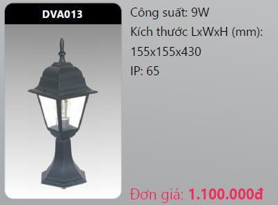  đèn trụ cổng duhal dva013 9w 