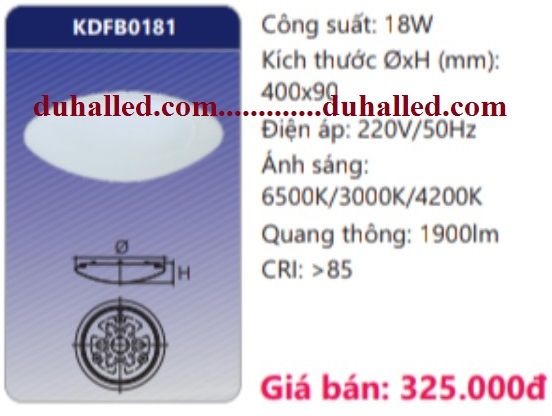  ĐÈN LED ỐP TRẦN DUHAL 18W KDFB0181 / KDFB 0181 