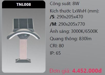  đèn cây sân vườn - đèn trụ sân vườn duhal tnl008 năng lượng mặt trời 8w 