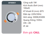  ĐÈN LED ÂM TRẦN DUHAL 5W - DFX0051 / DFX 0051 