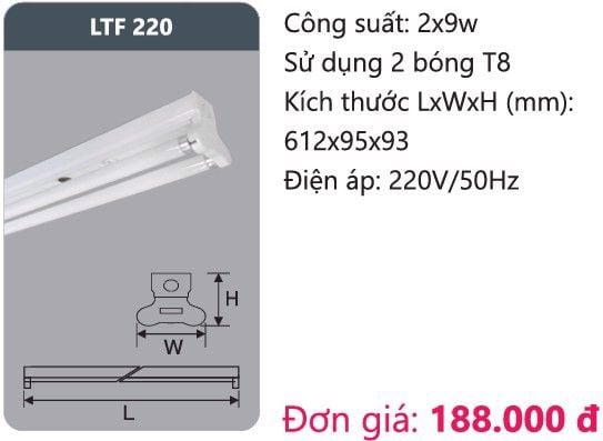  ĐÈN TUÝP HUỲNH QUANG ĐÔI LED DUHAL 2x9W LTF 220 