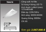  máng đèn âm trần chóa phản quang duhal 1m2 4 bóng đèn 1m2 4x18w TDA418 