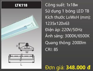  máng đèn công nghiệp chữ v duhal 1m2 18w LTK118 