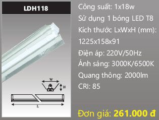  máng đèn công nghiệp duhal 1m2 18w LDH118 