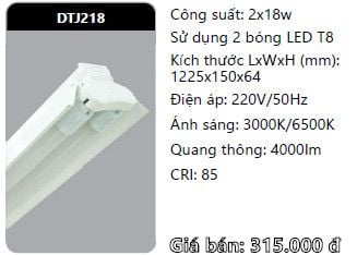  máng đèn công nghiệp duhal 1m2 2 bóng 1m2 2x18w DTJ218 