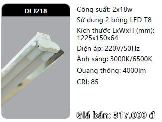  máng đèn công nghiệp duhal 1m2 đôi 2 bóng 1m2 2x18w DLJ218 