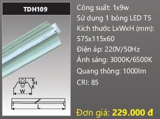  máng đèn công nghiệp duhal 6 tấc 9w TDH109 