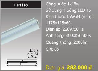  máng đèn đôi công nghiệp duhal 1m2 18w TTH118 