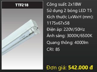  máng đèn đôi duhal 2x18w TTF218 