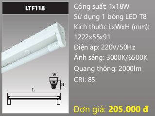  máng đèn duhal 1m2 18w  LTF118 